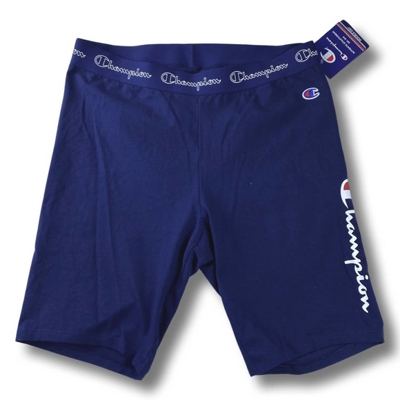 NWT Champion Plus Size Authentic Graphic Bike Shorts in Athletic Navy - Picture 1 of 2